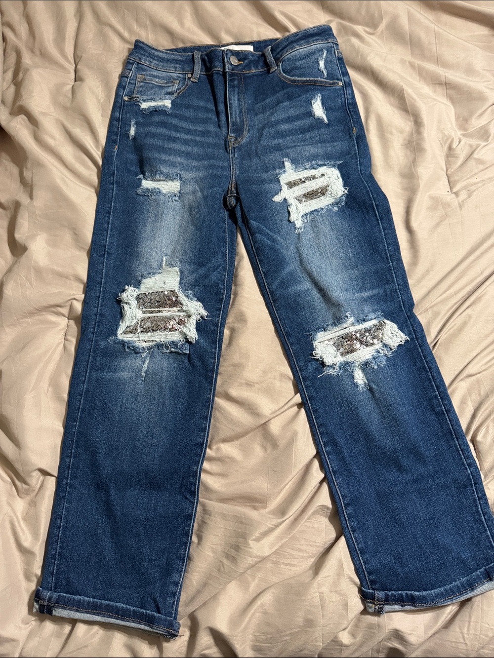 Risen Distressed Sequined Women’s Boyfriend Jean